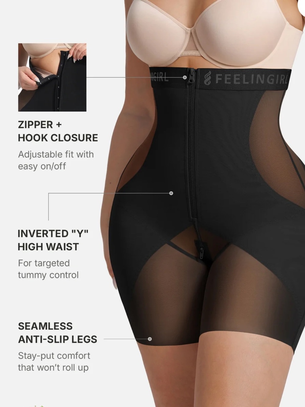 FEELINGIRL FEELXPERT TUMMY CONTROL BUTT LIFT SHAPER SHORTS nwot